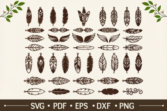 Download Boho Feather Earrings SVG Bundle - Svg bundle Collection