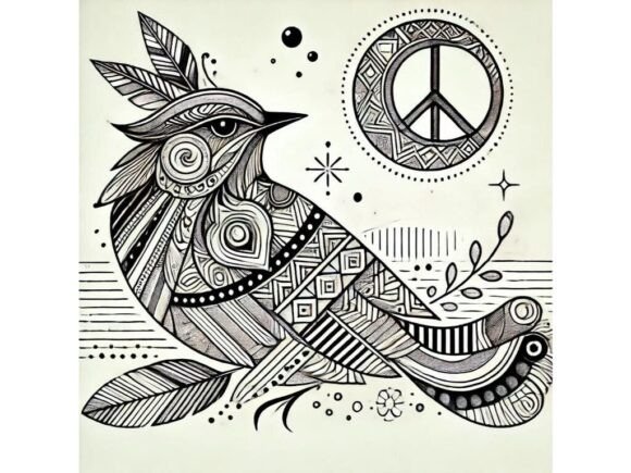 Download Ornamental Lark with Geometric Feather D - Ornament Collection