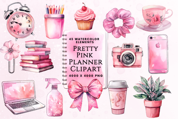 Download Pretty Pink Planner Clipart - Pretty Collection