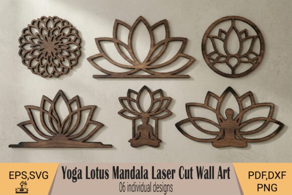 Download Yoga Lotus Mandala Laser Cut Wall Art - Yoga Collection