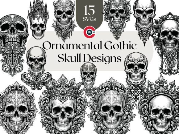 Download Ornamental Gothic Skull SVG Bundle - Svg bundle Collection