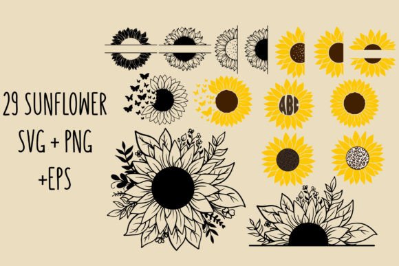 Download Sunflower SVG Bundle Outline Artwork - Svg bundle Collection