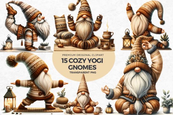Download Cozy Gnomes Doing Yoga Clipart - Yoga Collection
