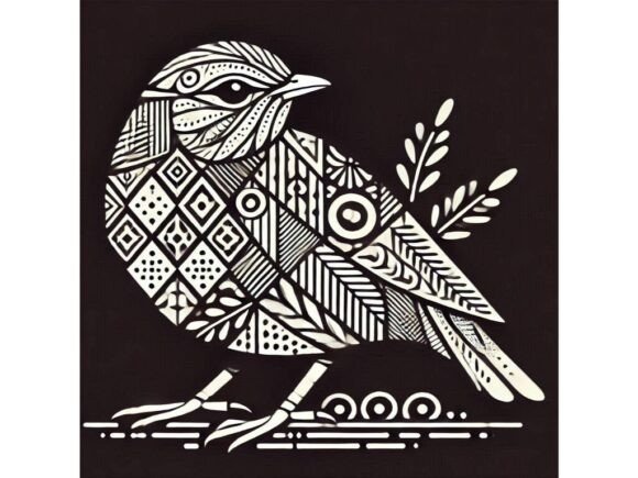 Download Ornamental Lark with Geometric Feather D - Ornament Collection