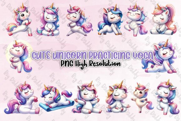 Download Cute Unicorn Practicing Yoga Clipart PNG - Yoga Collection