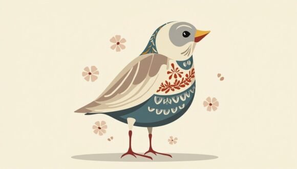 Download Ornamental Lark with Geometric Feather D - Ornament Collection
